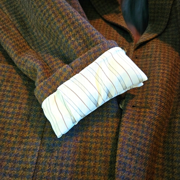 Vintage Burberrys Sport Coat Blazer Jacket Men's  Houndstooth Brown Pure Wool L. - Picture 5 of 11